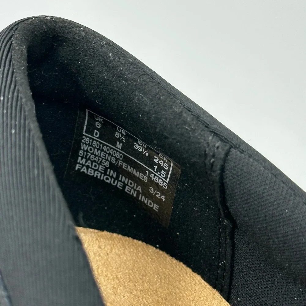 NWD Clarks Suttyn Walk Black Leather Wedge Slip On Shoes Womens Size 8.5 Comfort